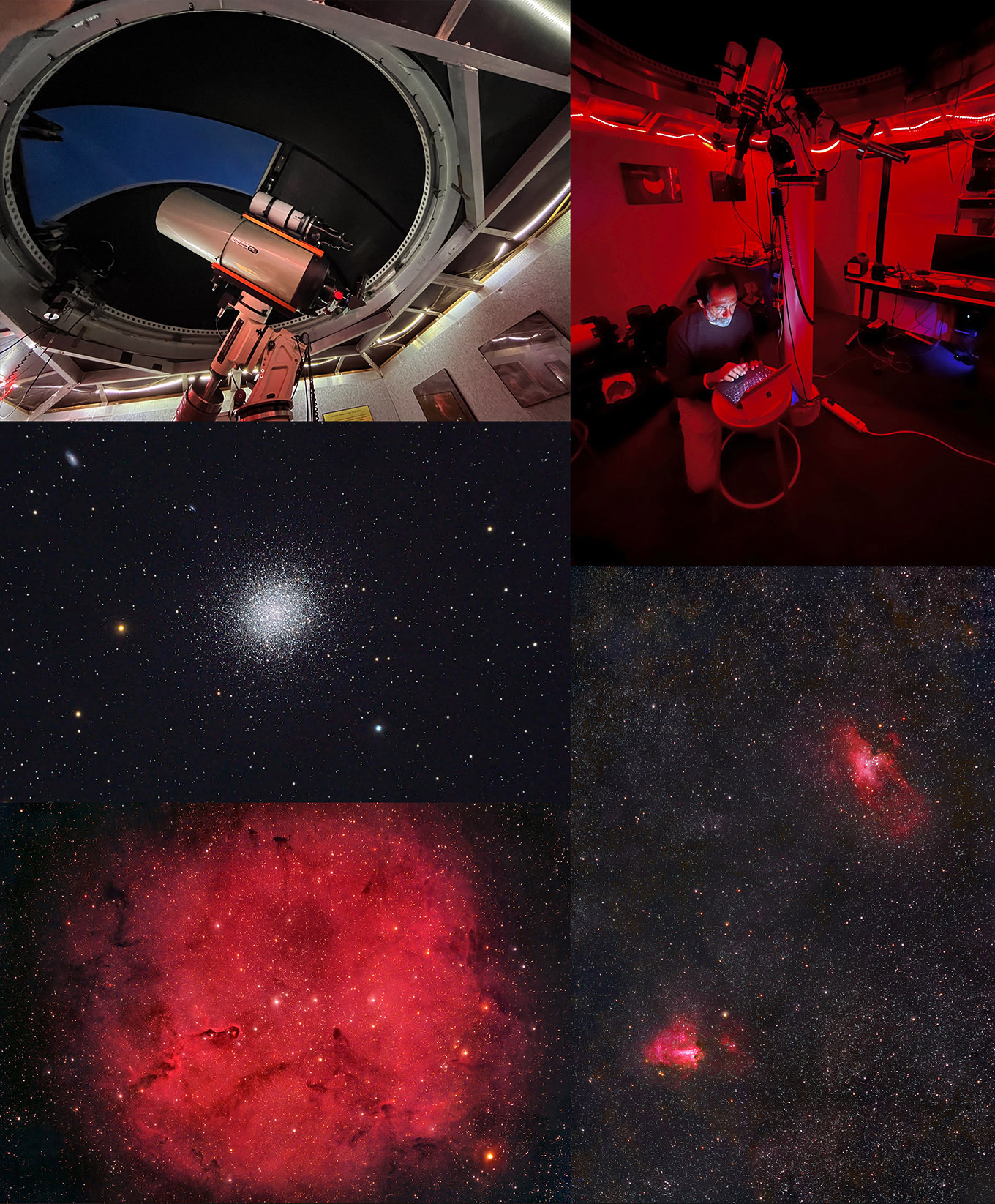 Summit Observatory mosaic — exterior, interior, and astrophotography